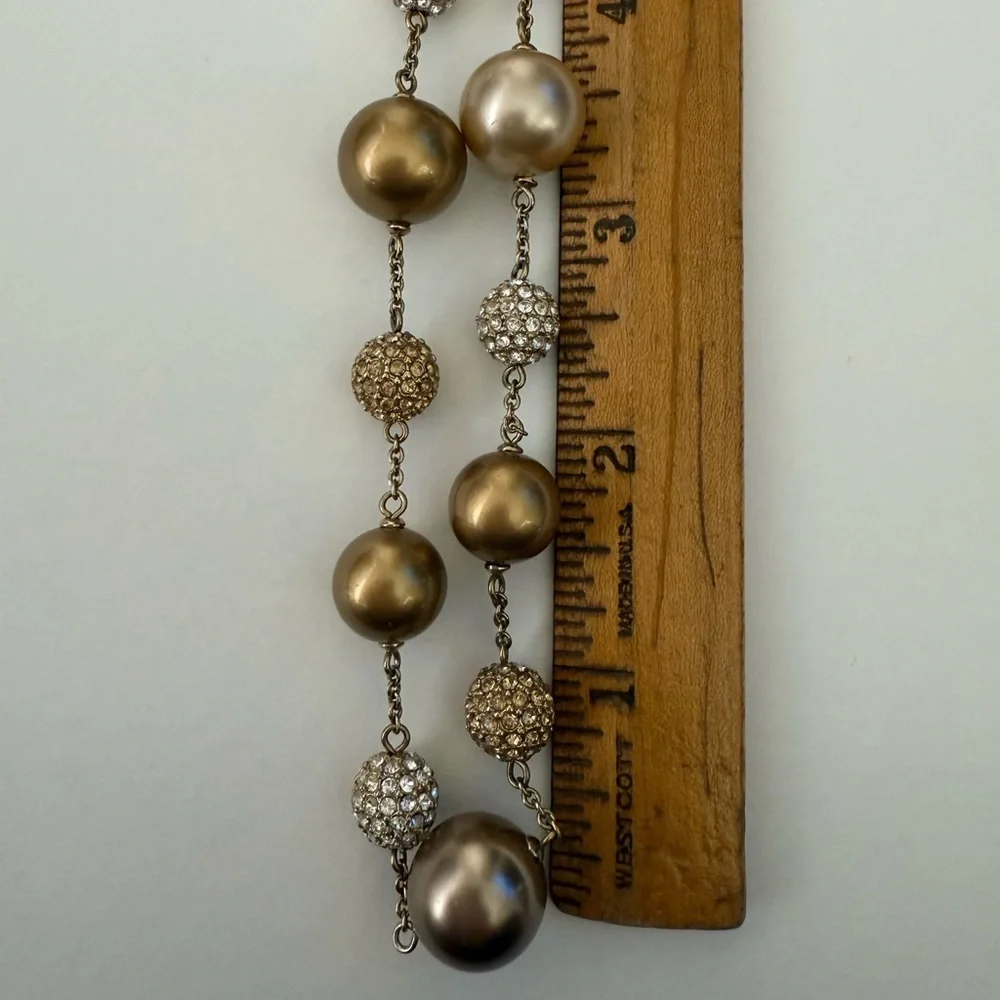 Y2K Carolee Gold-Tone Pearl & Crystal Bead Necklace